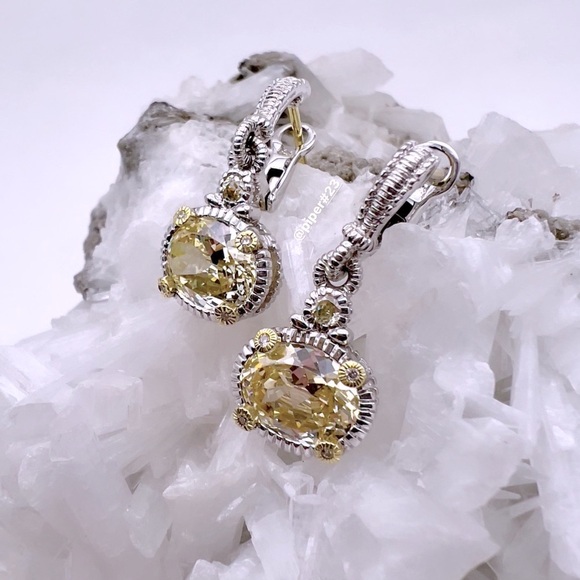 Judith Ripka JR TWO Canary Crystal & Diamond Drop Earrings - Picture 1 of 8